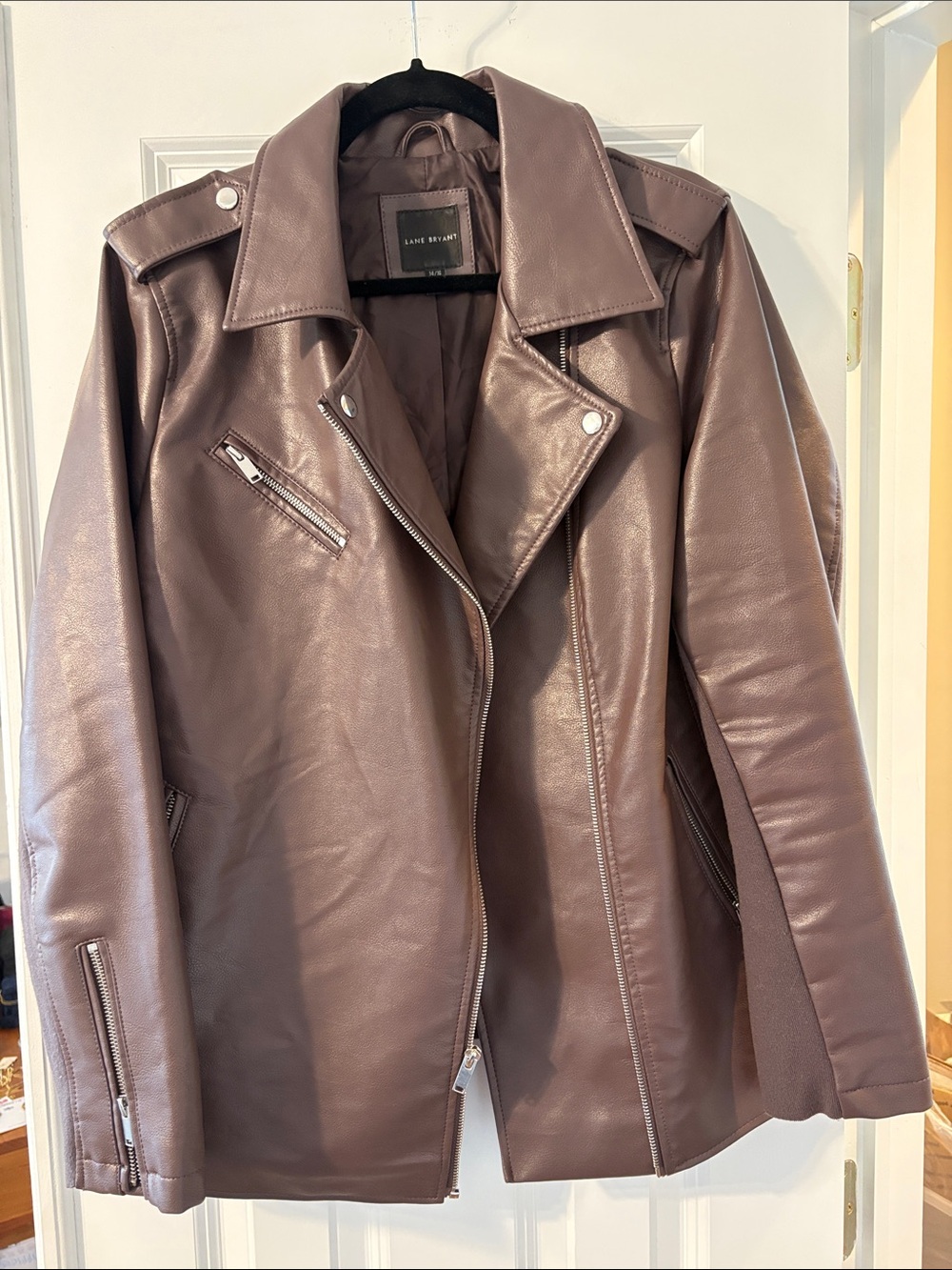 Lane Bryant Faux Leather Moto Jacket in Brown - Size 14/16